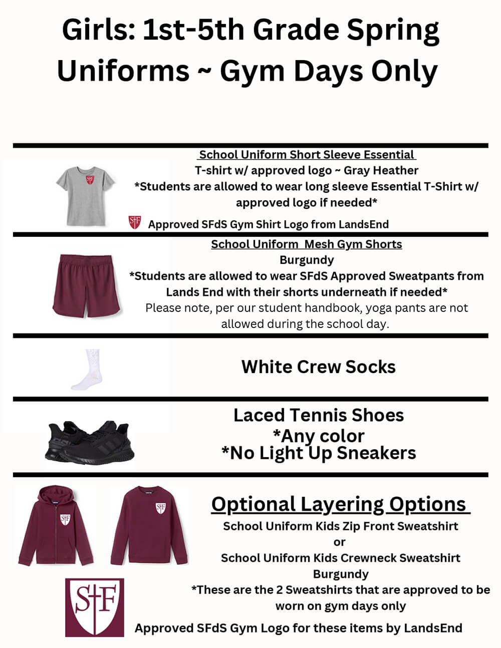 Girls Fall And Spring Gym Uniform